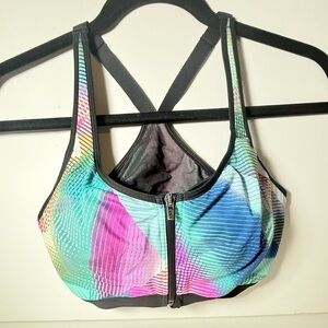 VSX Vibrant Striped Sports Bra with Front Zip